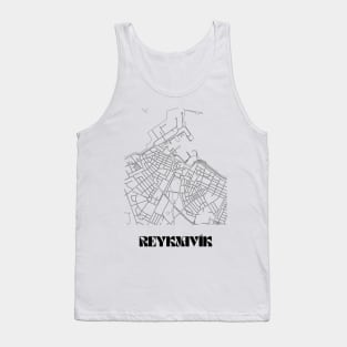 Retro Map of Reykjavík, Iceland Minimalist Line Drawing Tank Top